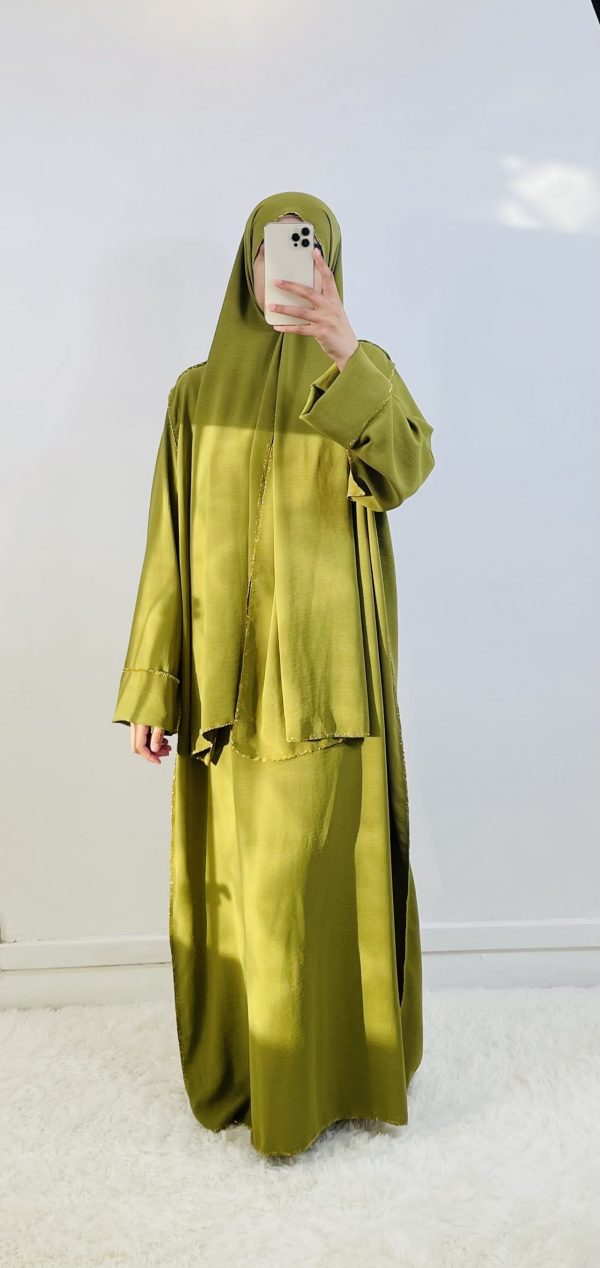 Abaya Hijab intégré vert pistache